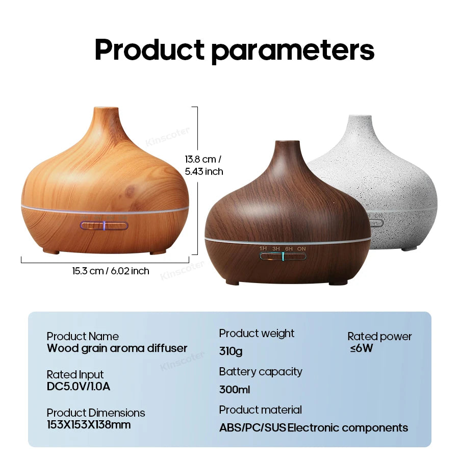 Wood Grain Aromatherapy Diffuser USB Humidifier