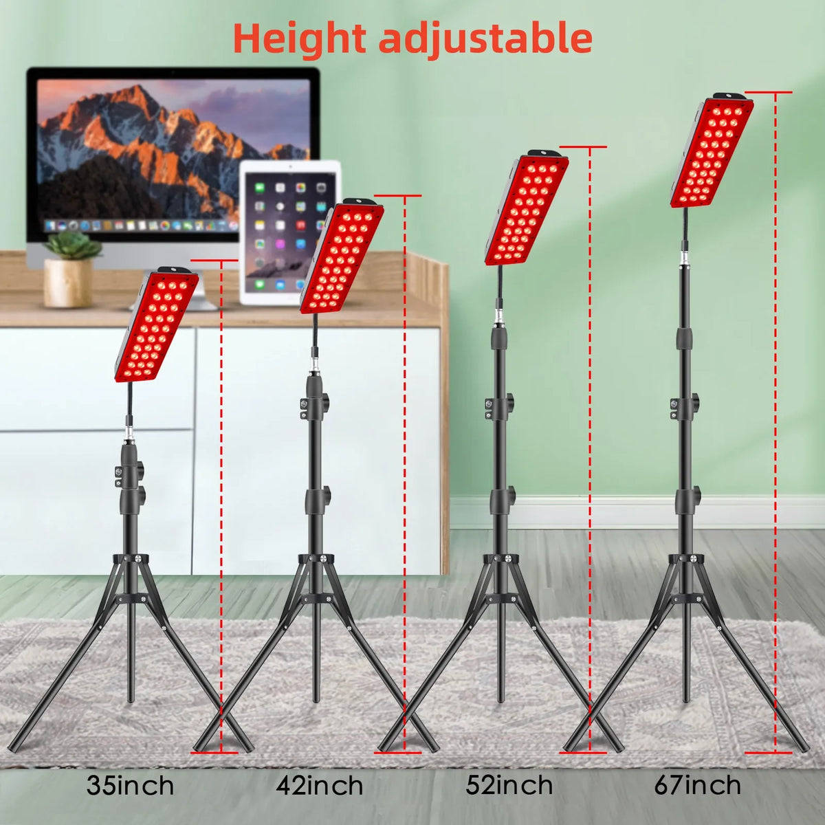 Red & Infrared Light Therapy Panel with Adjustable Tripod Stand